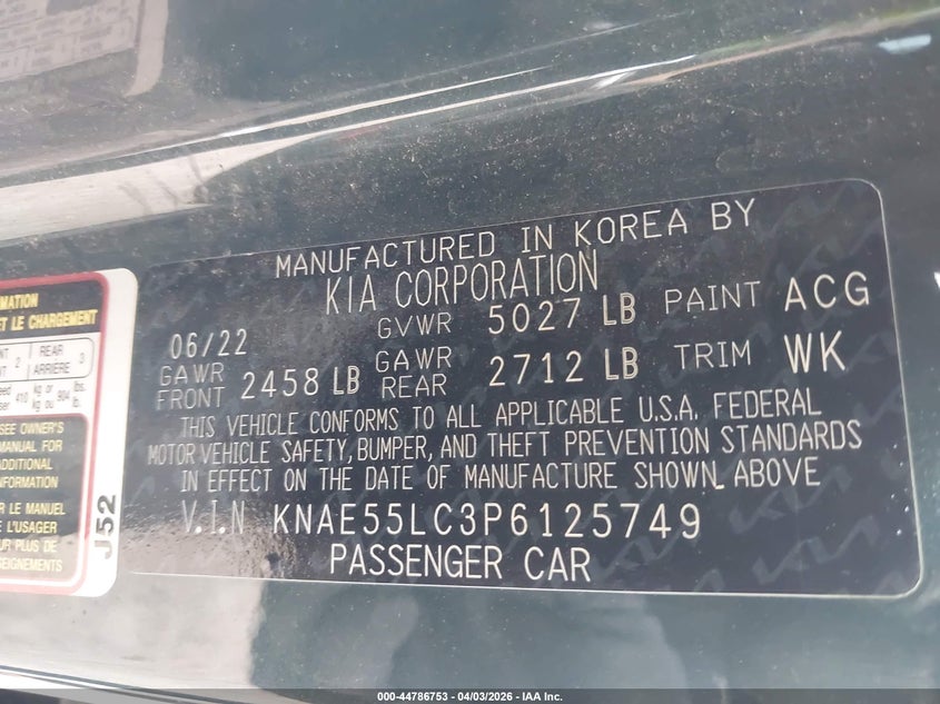 2023 Kia Stinger VIN KNAE55LC3P6125749 IAAI salvage auction — FRONT END, Original (Texas), sold $8,650 on 2026-07-15 (photo 9)