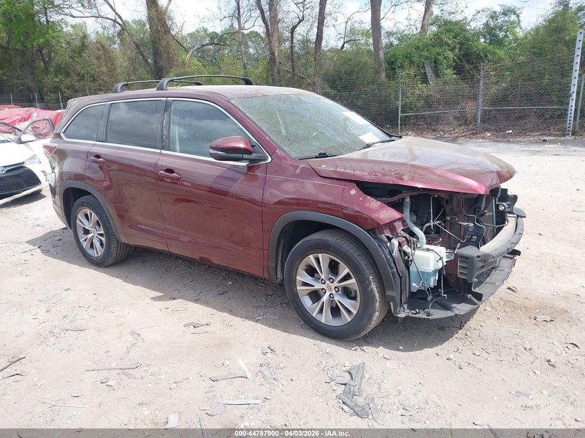 2014 Toyota Highlander VIN 5TDZKRFH3ES022887 IAAI salvage auction — FRONT END, Salvage (Georgia), sold $5,600 on 2026-07-17 (photo 1)