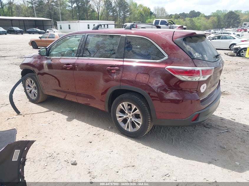 2014 Toyota Highlander VIN 5TDZKRFH3ES022887 IAAI salvage auction — FRONT END, Salvage (Georgia), sold $5,600 on 2026-07-17 (photo 3)