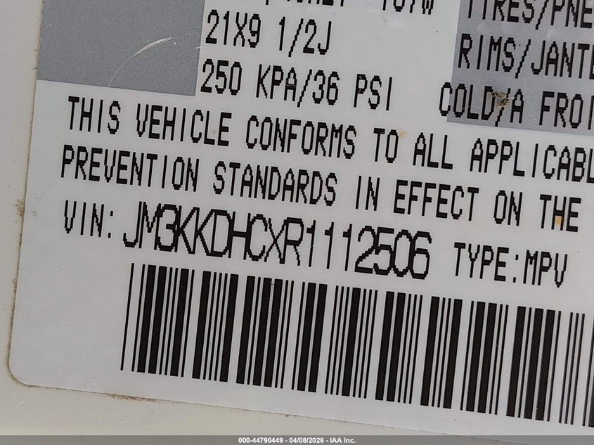 2024 Mazda Cx-90 VIN JM3KKDHCXR1112506 IAAI salvage auction — FRONT END, Salvage (Oregon), sold $4,800 on 2026-07-14 (photo 9)