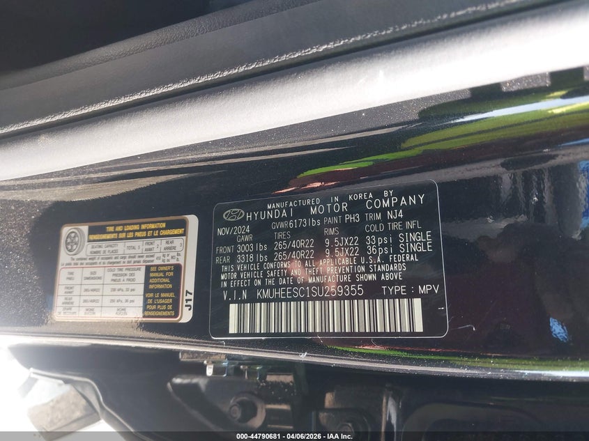 2025 Genesis Gv80 VIN KMUHEESC1SU259355 IAAI salvage auction — FRONT END, Wait Title, sold $24,550 on 2026-07-20 (photo 9)