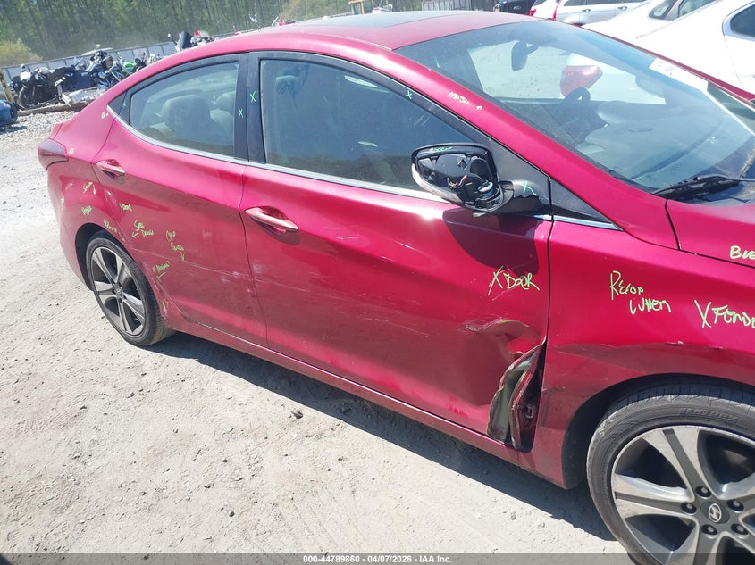 2014 Hyundai Elantra VIN KMHDH4AH5EU083037 IAAI salvage auction — RIGHT SIDE, Wait Title, sold $925 on 2026-07-21 (photo 6)