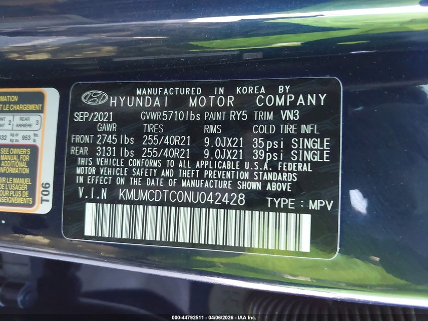 2022 Genesis Gv70 VIN KMUMCDTC0NU042428 IAAI salvage auction — FRONT END, Wait Title, sold $9,800 on 2026-09-04 (photo 9)