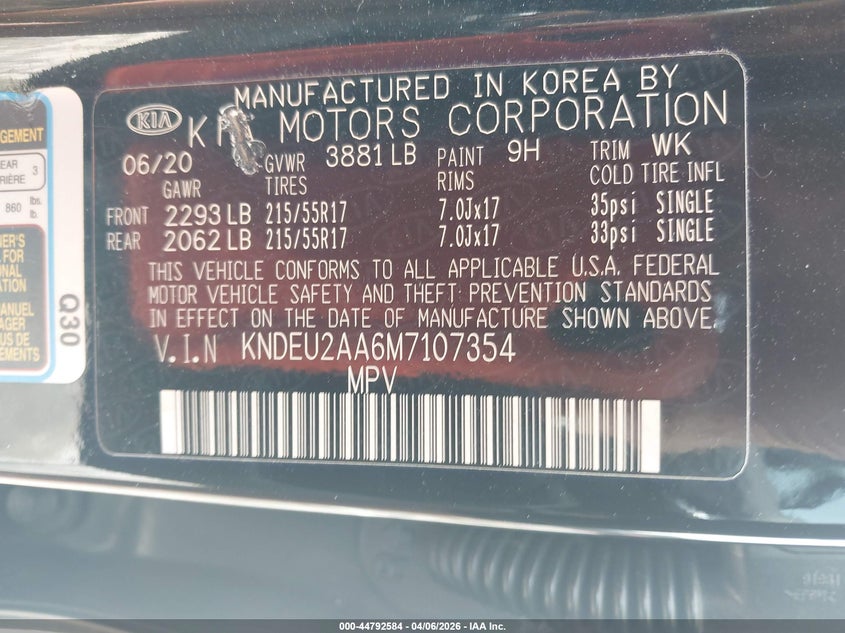 2021 Kia Seltos VIN KNDEU2AA6M7107354 IAAI salvage auction — FRONT END, Wait Title, sold $3,500 on 2026-07-15 (photo 9)