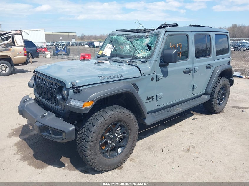 2025 Jeep Wrangler / VIN 1C4PJXDN8SW516701 IAAI salvage auction — ROOF, Wait Title, sold $12,600 on 2026-08-07 (photo 2)