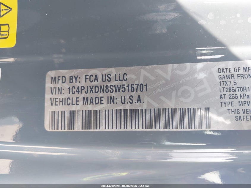 2025 Jeep Wrangler / VIN 1C4PJXDN8SW516701 IAAI salvage auction — ROOF, Wait Title, sold $12,600 on 2026-08-07 (photo 7)