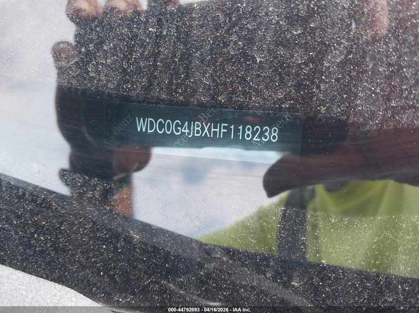 2017 Mercedes-benz Glc VIN WDC0G4JBXHF118238 IAAI salvage auction — FRONT END, Salvage Title, sold $5,950 on 2026-07-22 (photo 9)