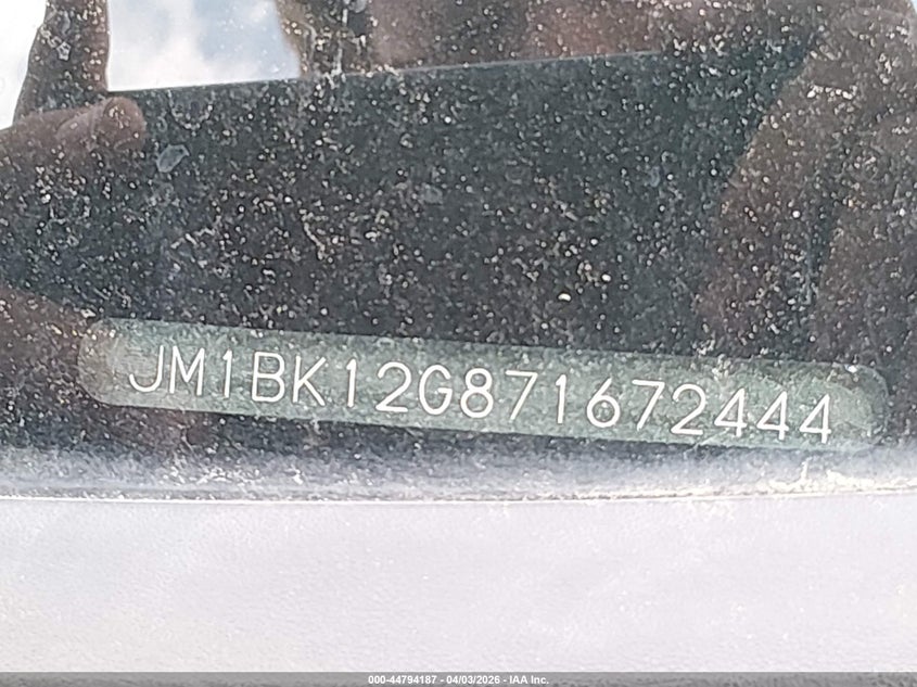 2007 Mazda 3 VIN JM1BK12G871672444 IAAI salvage auction — REAR END, Original (Ohio), sold $275 on 2026-07-28 (photo 9)