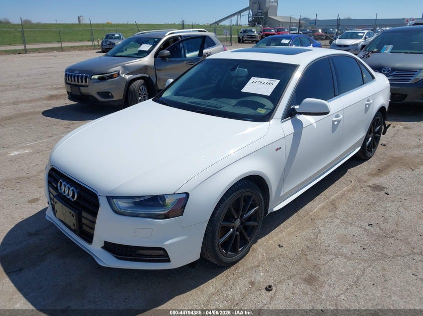 2015 Audi A4 VIN WAUHFAFL2FN014497 IAAI salvage auction — LEFT REAR, Wait Title, sold $2,050 on 2026-07-22 (photo 2)