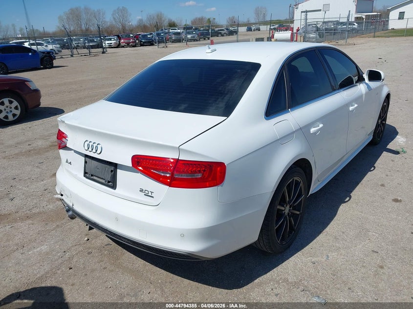 2015 Audi A4 VIN WAUHFAFL2FN014497 IAAI salvage auction — LEFT REAR, Wait Title, sold $2,050 on 2026-07-22 (photo 4)