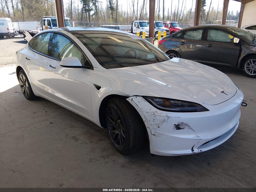 2026 Tesla Model 3 VIN 5YJ3E1EA5TF147443 IAAI salvage auction — FRONT & REAR, Wait Title, sold $15,400 on 2026-07-09 (photo 1)