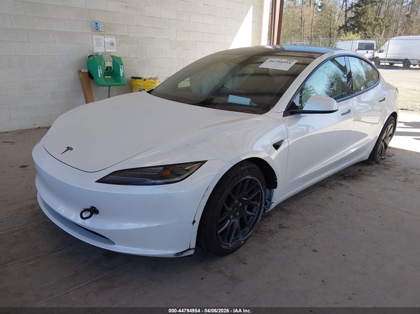 2026 Tesla Model 3 VIN 5YJ3E1EA5TF147443 IAAI salvage auction — FRONT & REAR, Wait Title, sold $15,400 on 2026-07-09 (photo 2)