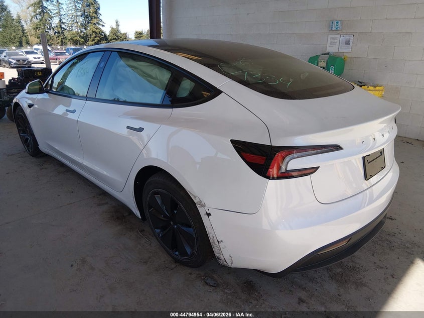 2026 Tesla Model 3 VIN 5YJ3E1EA5TF147443 IAAI salvage auction — FRONT & REAR, Wait Title, sold $15,400 on 2026-07-09 (photo 3)