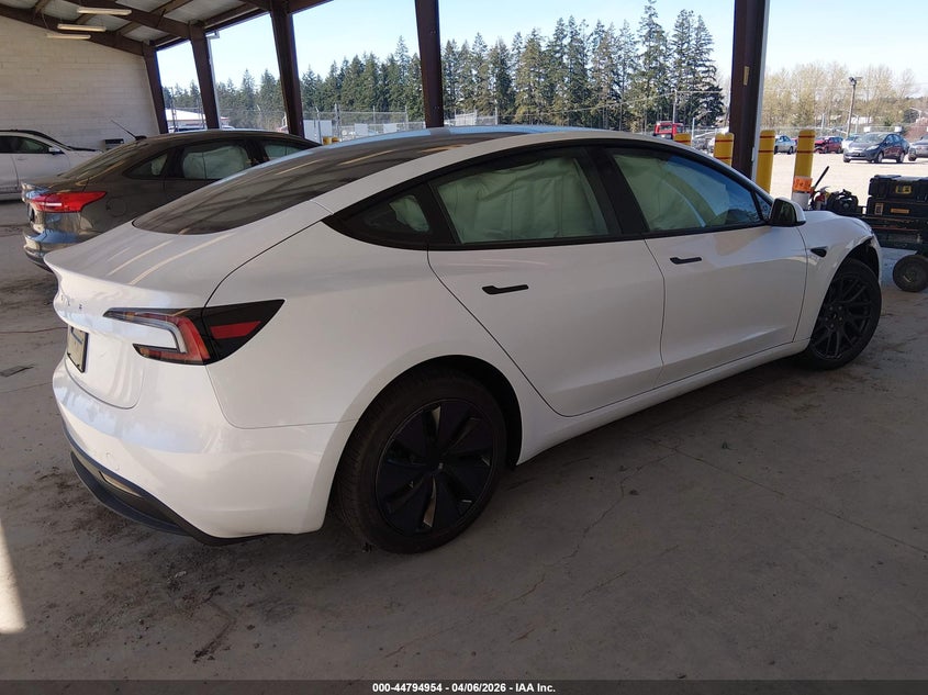 2026 Tesla Model 3 VIN 5YJ3E1EA5TF147443 IAAI salvage auction — FRONT & REAR, Wait Title, sold $15,400 on 2026-07-09 (photo 4)