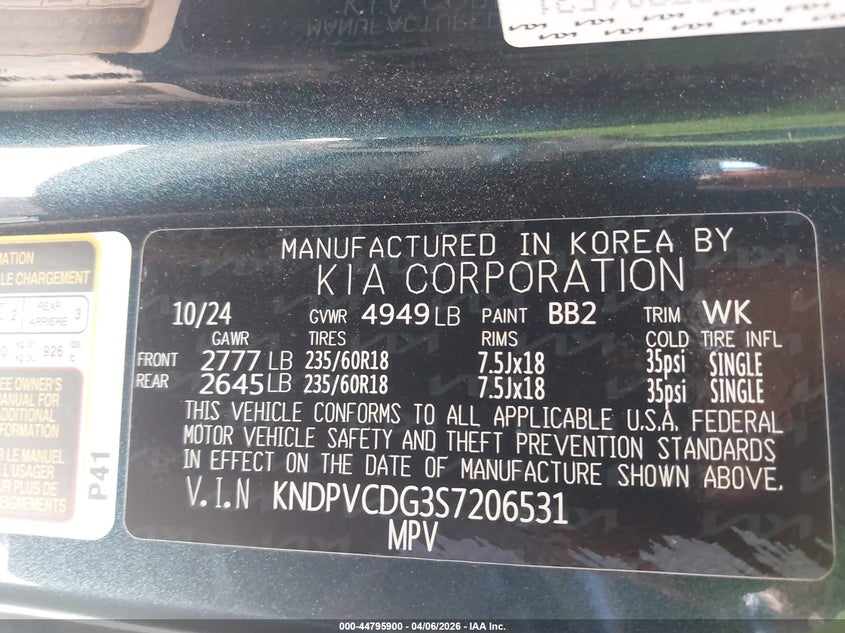 2025 Kia Sportage hybrid VIN KNDPVCDG3S7206531 IAAI salvage auction — REAR END, Original (Texas), sold $11,900 on 2026-07-16 (photo 9)