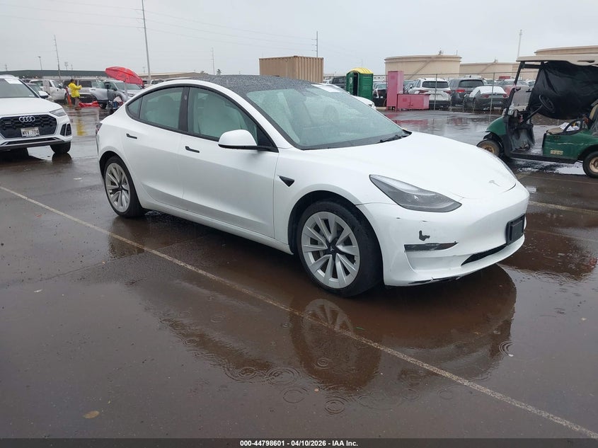 2023 Tesla Model 3 VIN 5YJ3E1EAXPF654182 IAAI salvage auction — RIGHT REAR, Salvage (Hawaii), sold $1,050 on 2026-07-23 (photo 1)