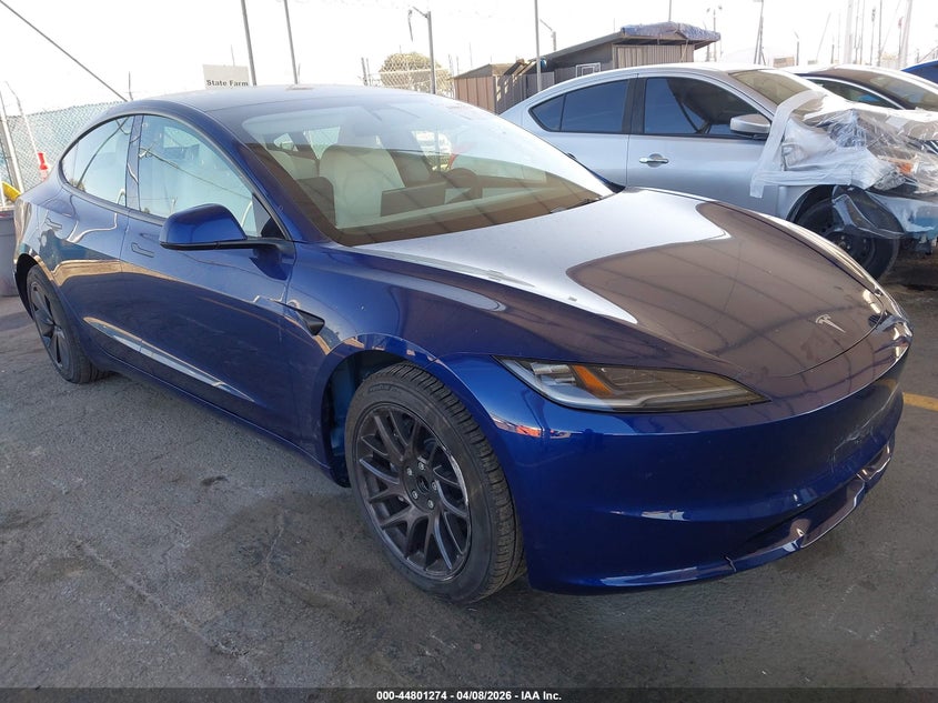 2025 Tesla Model 3 VIN 5YJ3E1EA6SF015323 IAAI salvage auction — LEFT REAR, Salvage Title, sold $12,600 on 2026-07-08 (photo 1)