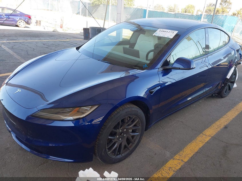 2025 Tesla Model 3 VIN 5YJ3E1EA6SF015323 IAAI salvage auction — LEFT REAR, Salvage Title, sold $12,600 on 2026-07-08 (photo 2)