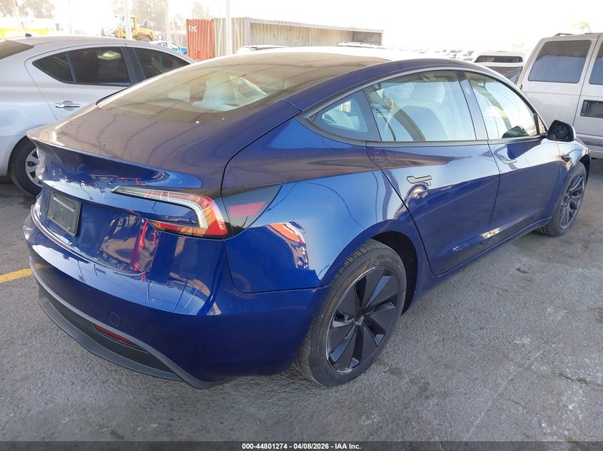 2025 Tesla Model 3 VIN 5YJ3E1EA6SF015323 IAAI salvage auction — LEFT REAR, Salvage Title, sold $12,600 on 2026-07-08 (photo 4)