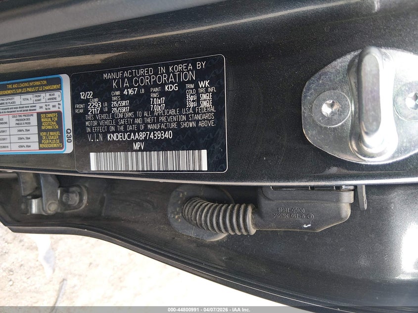 2023 Kia Seltos VIN KNDEUCAA8P7439340 IAAI salvage auction — BIOHAZARD/CHEMICAL, Salvage (Colorado), sold $8,200 on 2026-08-01 (photo 9)
