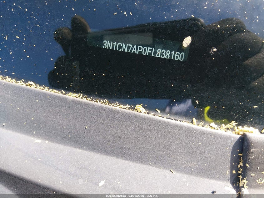 2015 Nissan Versa VIN 3N1CN7AP0FL838160 IAAI salvage auction — NORMAL WEAR, Salvage Title, sold $225 on 2026-07-09 (photo 9)