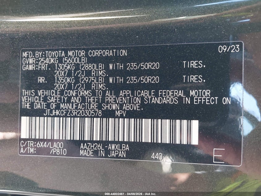 2024 Lexus Nx VIN JTJHKCFZ3R2030578 IAAI salvage auction — UNDERCARRIAGE, Salvage Title, sold $16,550 on 2026-07-14 (photo 9)