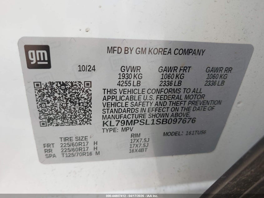 2025 Chevrolet Trailblazer VIN KL79MPSL1SB097676 IAAI salvage auction — RIGHT FRONT, Clear (Arkansas), sold $4,150 on 2026-07-29 (photo 9)