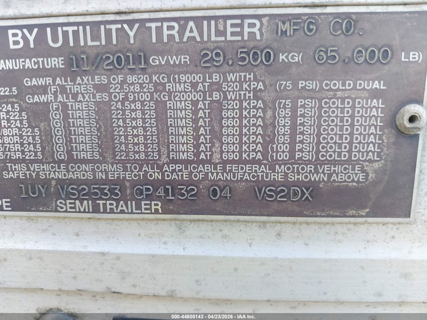 2012 Utility trailer mfg Utility trailer mfg VIN 1UYVS2533CP413204 IAAI salvage auction — REAR END, Clear (Texas), sold $5,500 on 2026-09-10 (photo 9)