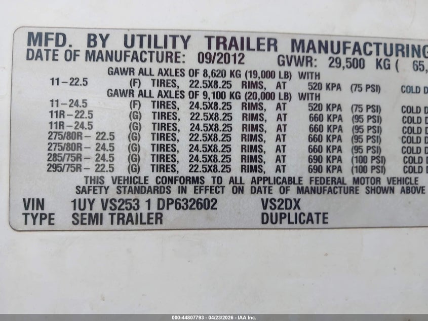 2013 Utility trailer mfg Utility trailer mfg VIN 1UYVS2531DP632602 IAAI salvage auction — SIDE, Clear (Texas), sold $325 on 2026-07-29 (photo 9)