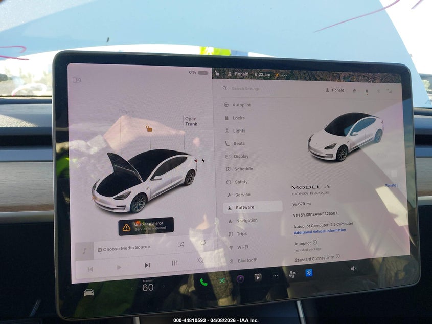 2019 Tesla Model 3 VIN 5YJ3E1EA6KF326587 IAAI salvage auction — FRONT END, Salvage Title, sold $5,500 on 2026-07-06 (photo 7)