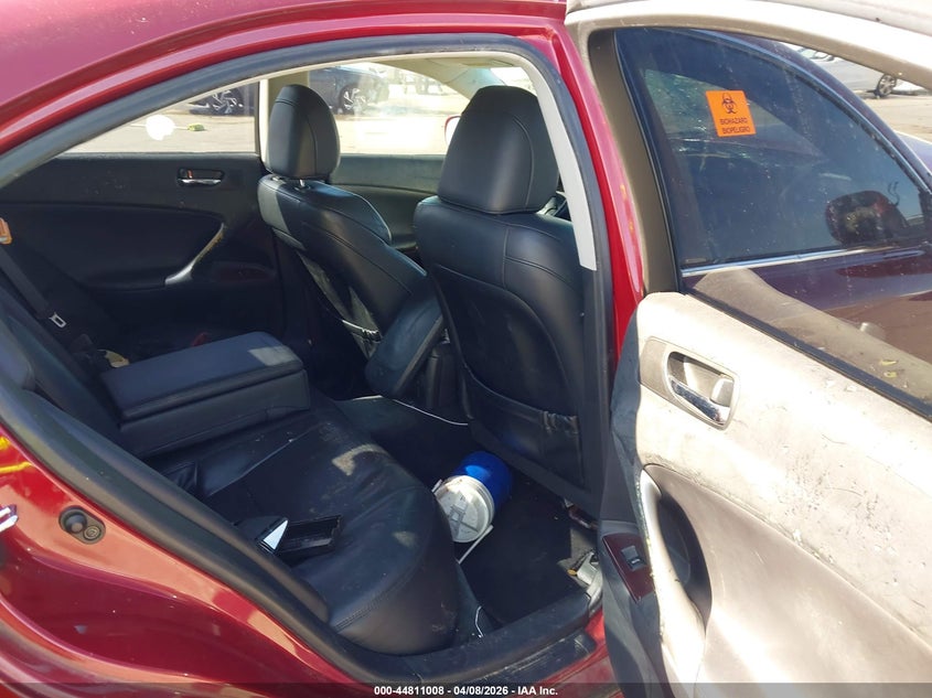 2008 Lexus Is VIN JTHBK262185065945 IAAI salvage auction — BIO HAZARD, Clear (Indiana), sold $225 on 2026-07-09 (photo 8)