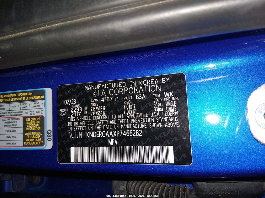 2023 Kia Seltos VIN KNDERCAAXP7466282 IAAI salvage auction — ROLLOVER, Salvage Title, sold $2,300 on 2026-07-23 (photo 9)