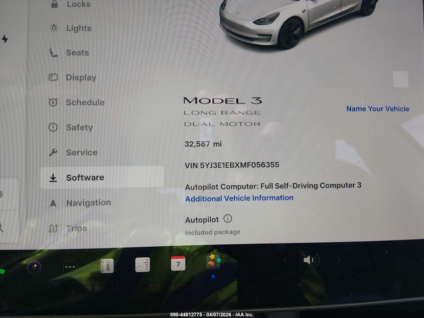 2021 Tesla Model 3 VIN 5YJ3E1EBXMF056355 IAAI salvage auction — REAR END, Salvage Title, sold $8,150 on 2026-07-17 (photo 7)