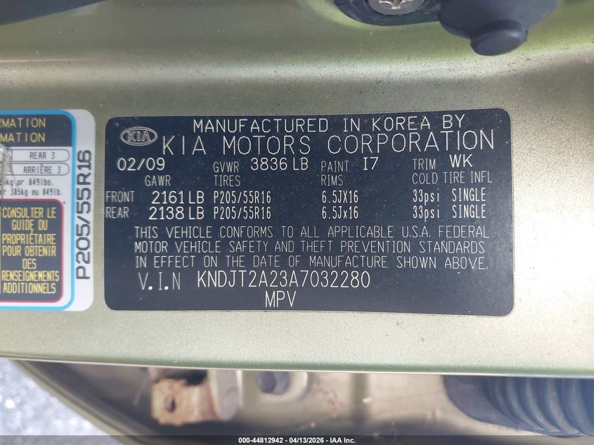 2010 Kia Soul VIN KNDJT2A23A7032280 IAAI salvage auction — TRANSMISSION, Clear (Indiana), sold $300 on 2026-07-07 (photo 9)