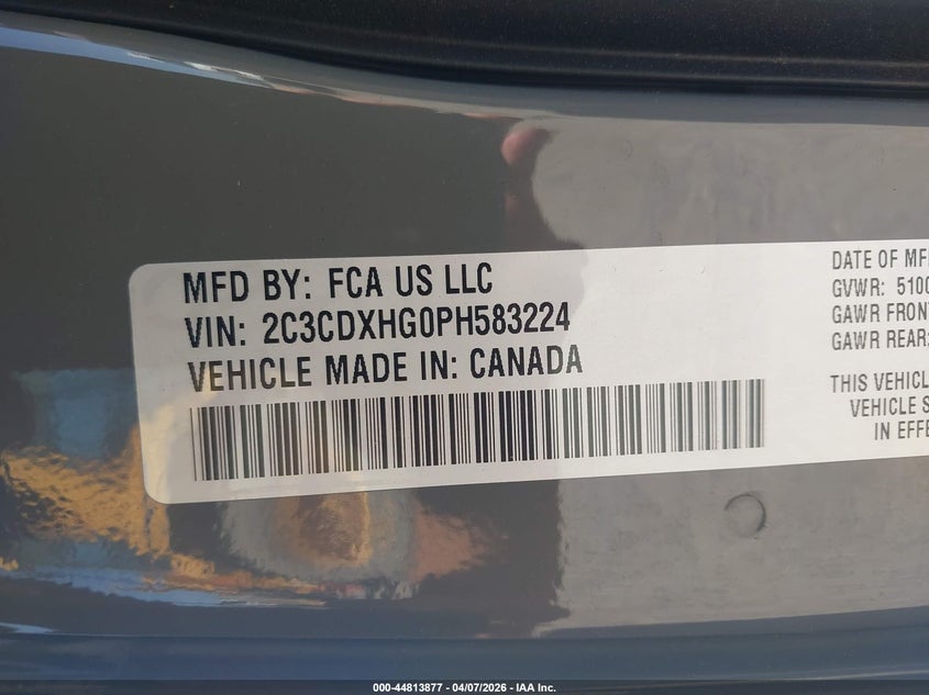 2023 Dodge Charger VIN 2C3CDXHG0PH583224 IAAI salvage auction — VANDALISM, Salvage Title, sold $675 on 2026-07-09 (photo 9)