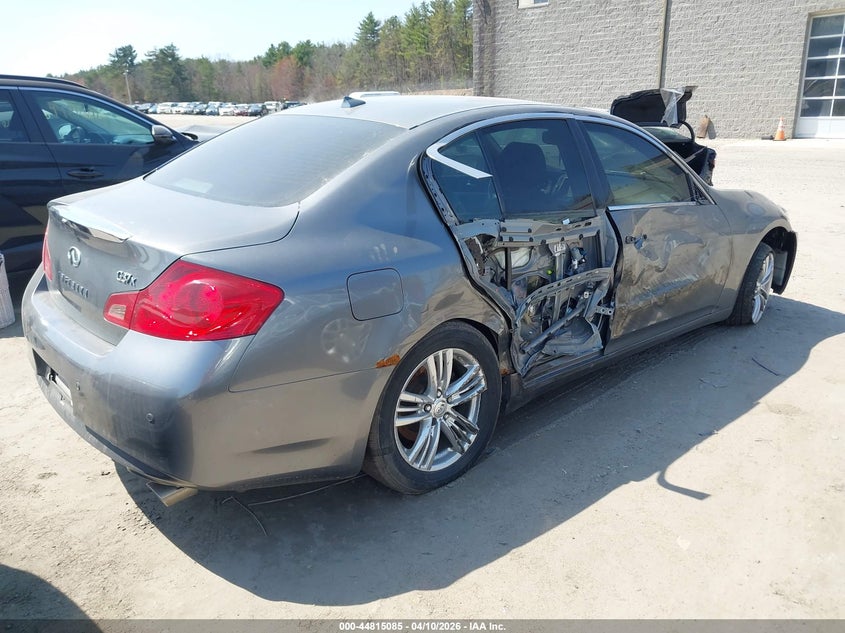 2013 Infiniti G VIN JN1CV6AR0DM764267 IAAI salvage auction — RIGHT FRONT, Salvage Title, sold $25 on 2026-07-10 (photo 4)