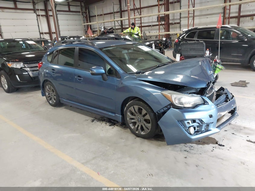 2015 Subaru Impreza VIN JF1GPAV60FH325857 IAAI salvage auction — LEFT FRONT, Salvage Title, sold $500 on 2026-07-13 (photo 1)