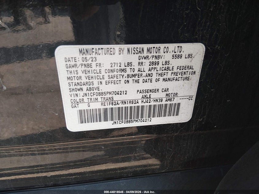 2023 Nissan Ariya VIN JN1CF0BB5PM704212 IAAI salvage auction — REAR END, Salvage Title, sold $13,550 on 2026-07-14 (photo 9)