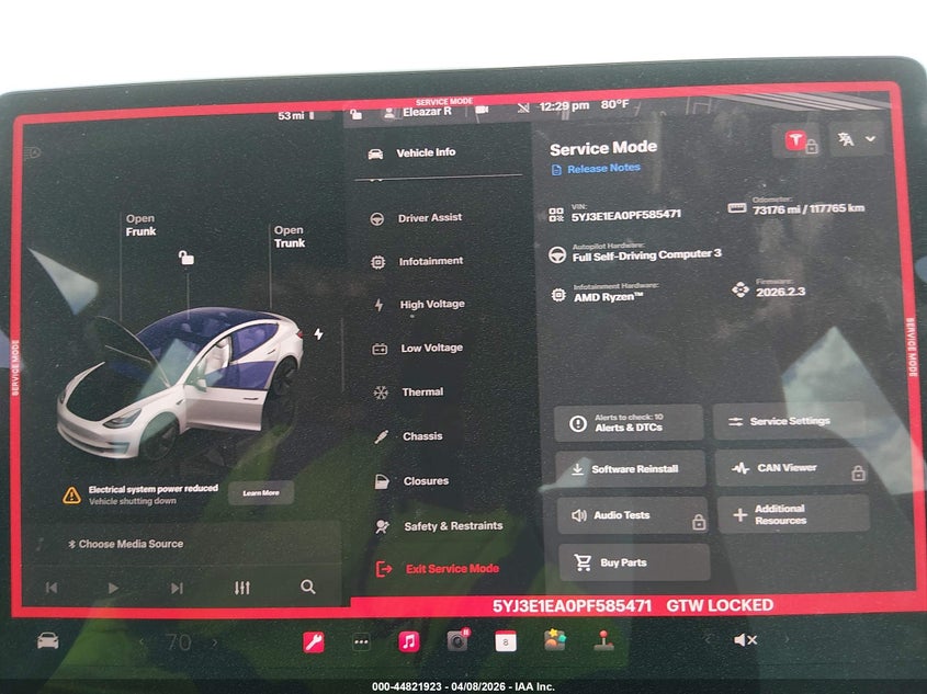 2023 Tesla Model 3 VIN 5YJ3E1EA0PF585471 IAAI salvage auction — FRONT END, Original (Texas), sold $9,000 on 2026-07-24 (photo 7)