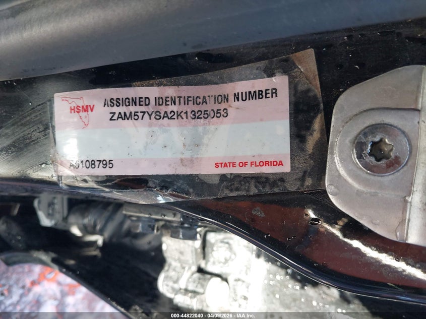 2019 Maserati Ghibli VIN ZAM57YSA2K1325053 IAAI salvage auction — FRONT END, Clear (Oklahoma), sold $1,550 on 2026-08-26 (photo 9)