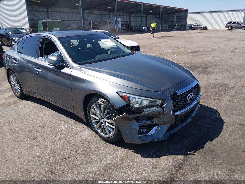 2024 Infiniti Q50 VIN JN1EV7BP9RM600115 IAAI salvage auction — RIGHT FRONT, Wait Title, sold $8,400 on 2026-07-09 (photo 1)