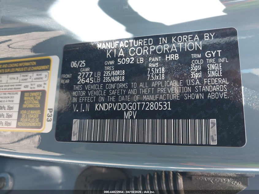2026 Kia Sportage VIN KNDPVDDG0T7280531 IAAI salvage auction — REAR END, Salvage Title, sold $12,600 on 2026-07-28 (photo 9)
