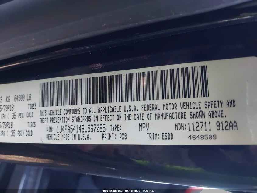 2008 Jeep Wrangler / VIN 1J4FA54148L567095 IAAI salvage auction — NORMAL WEAR, Clear (Virginia), sold $1,975 on 2026-09-09 (photo 9)