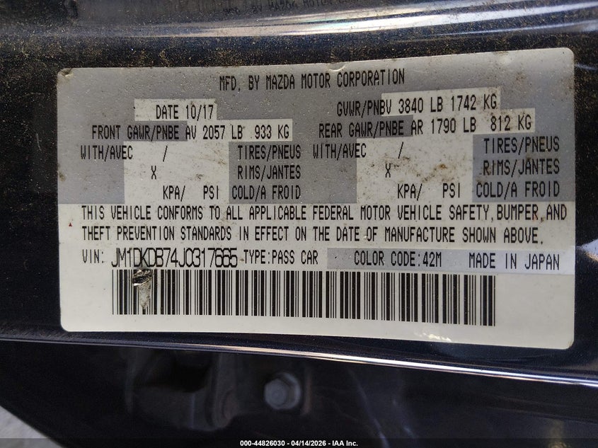 2018 Mazda Cx-3 VIN JM1DKDB74J0317665 IAAI salvage auction — FRONT END, Salvage (Texas), sold $1,700 on 2026-07-24 (photo 9)