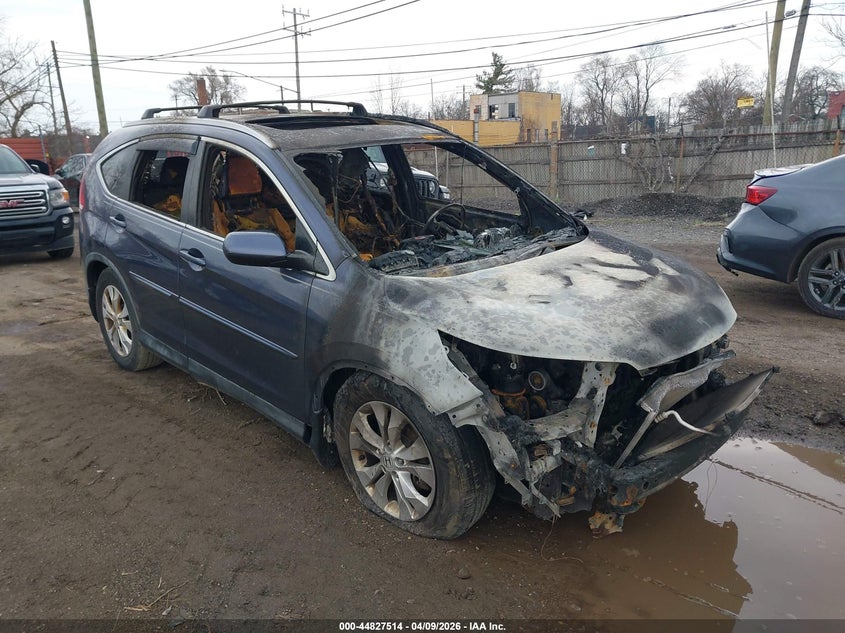 2012 Honda Cr-v VIN JHLRM4H74CC026353 IAAI salvage auction — EXTERIOR BURN, Salvage Title, sold $275 on 2026-07-16 (photo 1)
