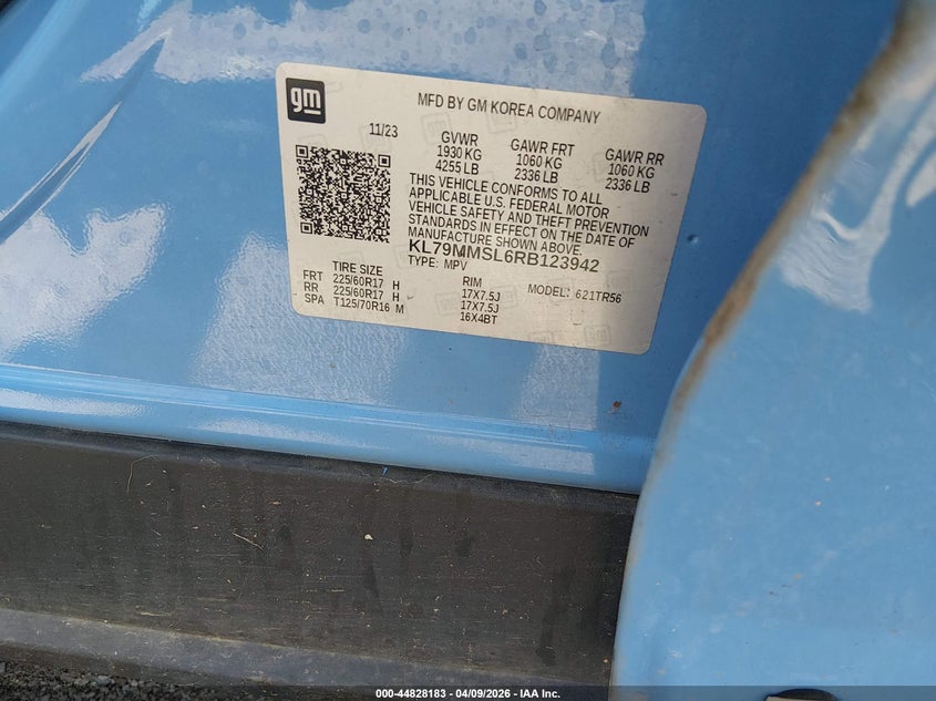 2024 Chevrolet Trailblazer VIN KL79MMSL6RB123942 IAAI salvage auction — ALL OVER, Salvage Title, sold $625 on 2026-07-23 (photo 9)