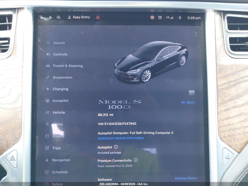 2018 Tesla Model s VIN 5YJSA1E28JF247940 IAAI salvage auction — RIGHT FRONT, Original (Texas), sold $8,900 on 2026-07-07 (photo 7)