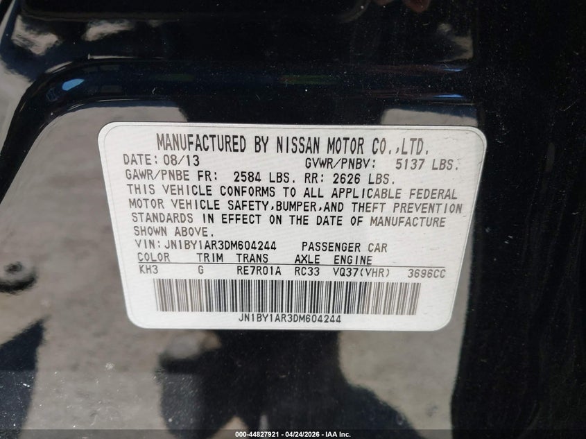 2013 Toyota Corolla VIN JN1BY1AR3DM604244 IAAI salvage auction — LEFT SIDE, Salvage Title, sold $25 on 2026-07-29 (photo 9)