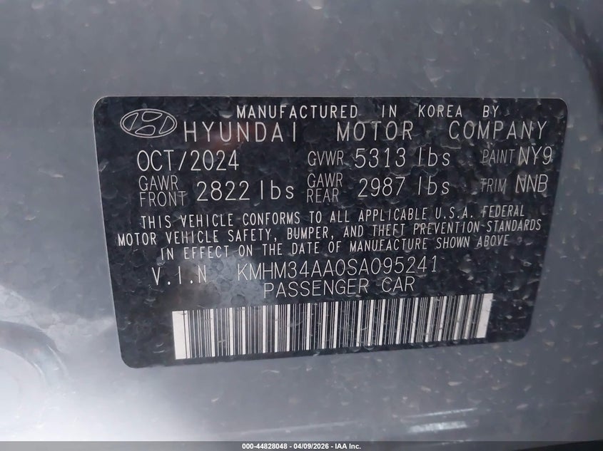 2025 Hyundai Ioniq 6 VIN KMHM34AA0SA095241 IAAI salvage auction — REAR END, Salvage (Missouri), sold $10,750 on 2026-07-09 (photo 9)