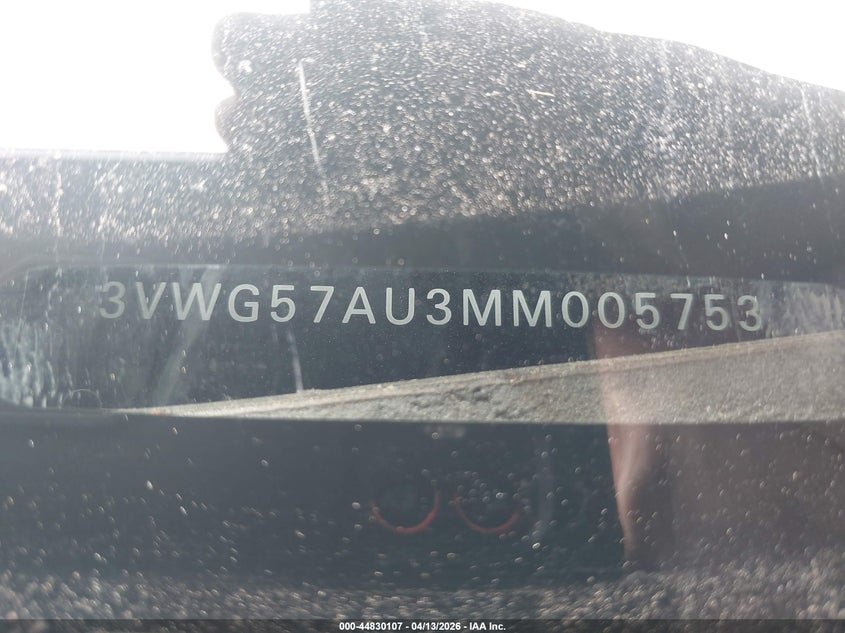 2021 Volkswagen Golf VIN 3VWG57AU3MM005753 IAAI salvage auction — FRONT END, Wait Title, sold $2,400 on 2026-07-18 (photo 9)